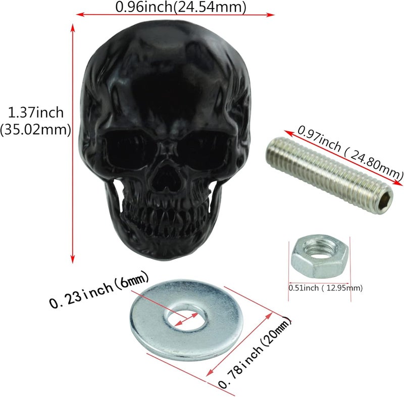 Abfer Skull License Plate Screws Cover Anti Theft License Plate Screw Frame Bolt Kit Decorative Fit for Most Vehicle Motorcycles Trucks (Black) - Image 2